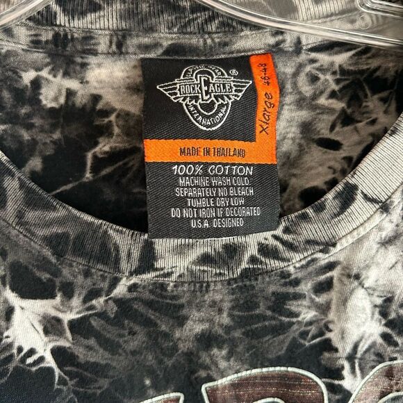 Vintage Rock Eagle Freedom Bikers Shirt Xl Black Tie Dye Biker Motto Graphic 90s - Picture 8 of 16